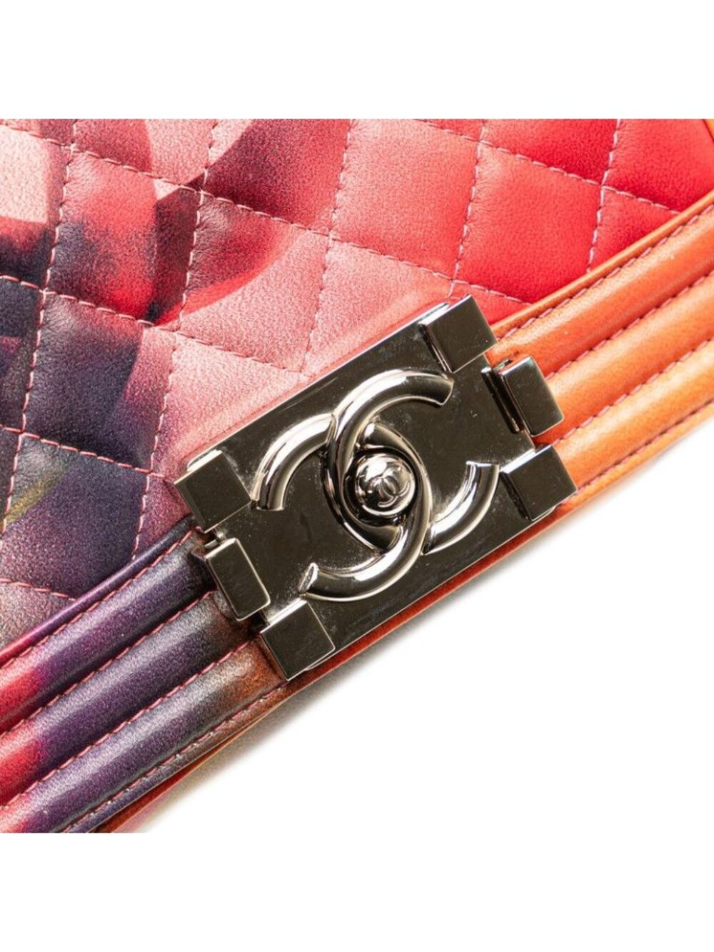 Chanel CC Logo Boy Chain Shoulder Bag Pink Multicolor Lambskin - Picture 5 of 9